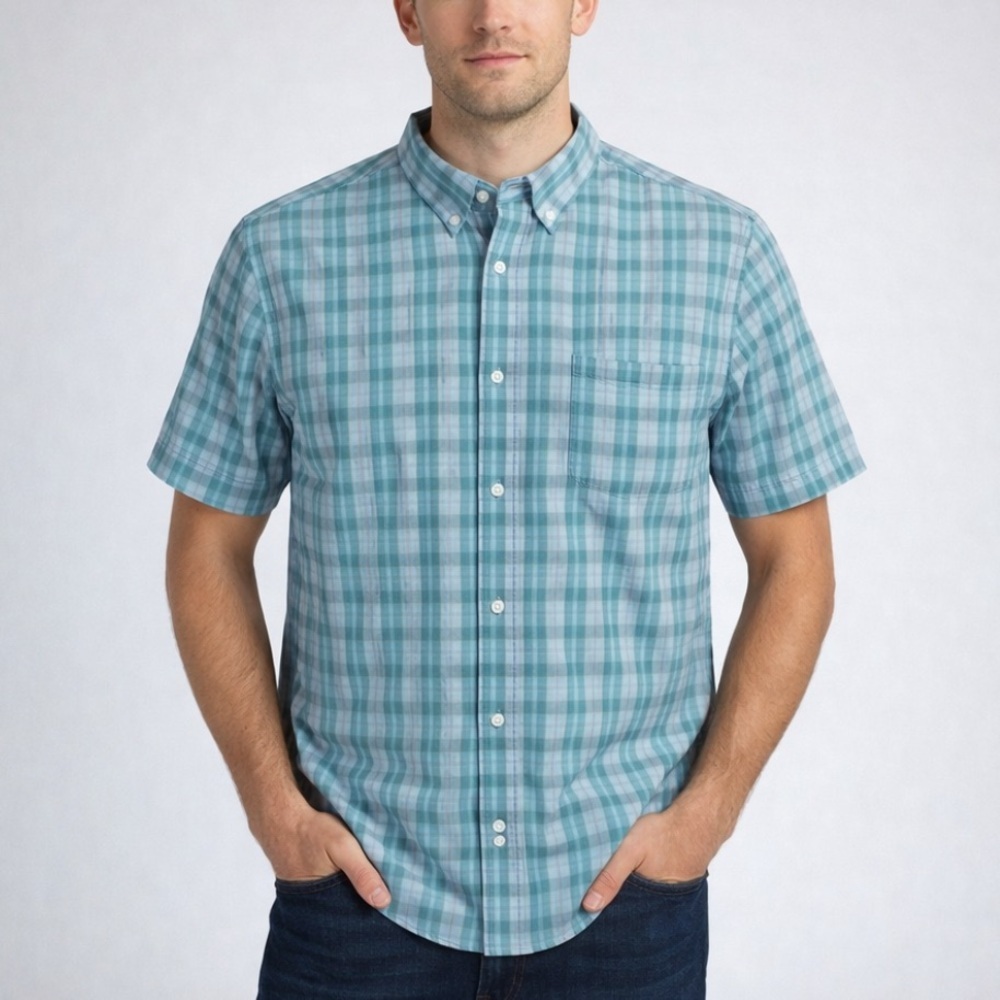 Mizzen+Main Leeward Collection Plaid trim fit short-sleeve shirt 54217